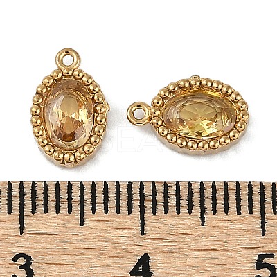 Ion Plating(IP) 304 Stainless Steel Micro Pave Cubic Zirconia Charms STAS-K256-19G-09-1