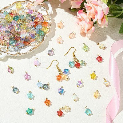 150Pcs 25 Colors Glass Pendants PALLOY-CJ00076-1