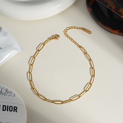 Stainless Steel Paperclip Chain Anklets for Women RC7238-1-1