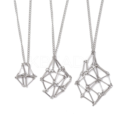 Non-Tarnish 3Pcs 3 Sizes Stainless Steel Macrame Pouch Empty Stone Holder for Necklace Makings NJEW-JN04821-1