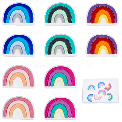 10Pcs 5 Colors Food Grade Eco-Friendly Silicone Focal Beads SIL-SC0001-06-1