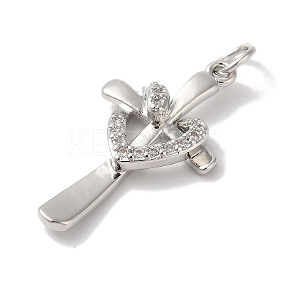 Rack Plating Brass & Clear Cubic Zirconia Pendants KK-L216-055P-1