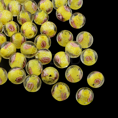 Handmade Luminous Inner Flower Lampwork Beads LAMP-R129-12mm-02-1