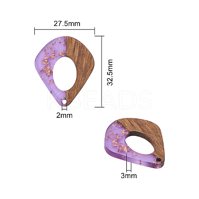Transparent Resin & Walnut Wood Pendants RESI-CJ0001-74-1