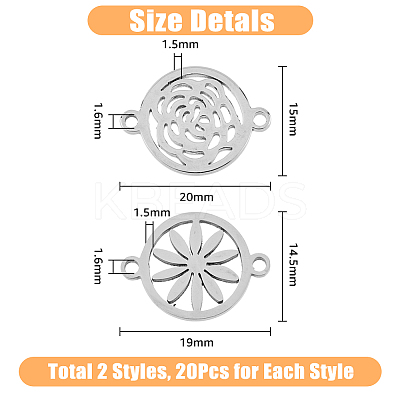 40Pcs 2 Styles Alloy Connector Charms FIND-DC0002-58-1