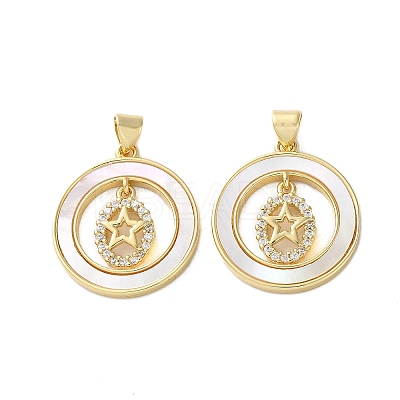 Brass Micro Pave Cubic Zirconia Pendants KK-U070-02A-G-1
