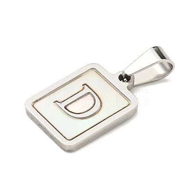 304 Stainless Steel Pave Natural White Shell Pendants STAS-S130-03P-D-1