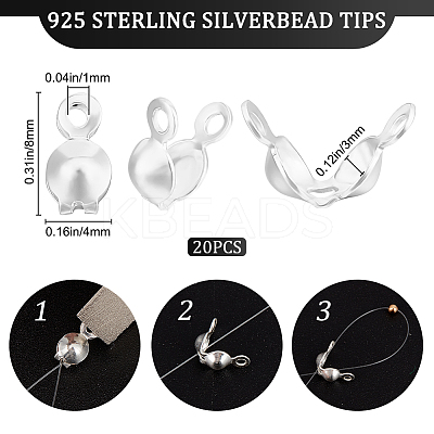 20Pcs 925 Sterling Silver Bead Tips STER-BBC0002-09-1