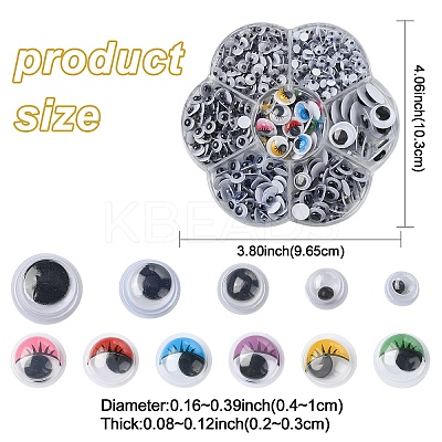 743Pcs Black & White Plastic Wiggle Googly Eyes Buttons KY-YW0001-12-1