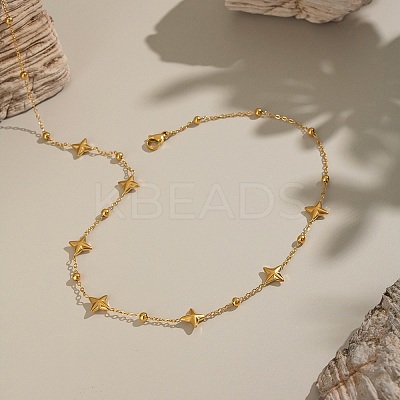 304 Stainless Steel Star Link Chain Necklaces for Women NJEW-G181-07G-1
