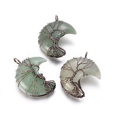Natural Green Aventurine Tree of Life Wire Wrapped Pendants G-L520-E04-R-NF-1