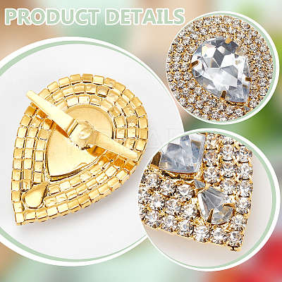 4Pcs Brass Rhinestone Shoe Decorations FIND-MA0001-02A-1