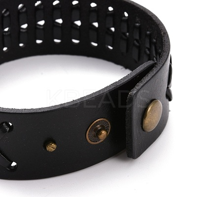 Vintage Cowhide Leather Braided Cord Bracelet for Men BJEW-A039-02A-1
