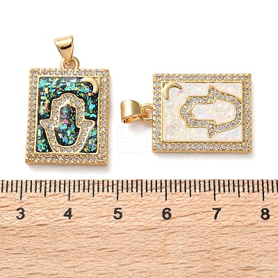 Brass Micro Pave Clear Cubic Zirconia Pendants KK-S048-03G-1