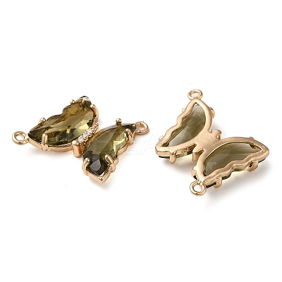 Brass Pave Faceted Glass Connector Charms X-FIND-Z020-04S-1