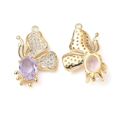 Brass with K9 Glass & Rhinestone Pendants KK-C024-46KCG-1
