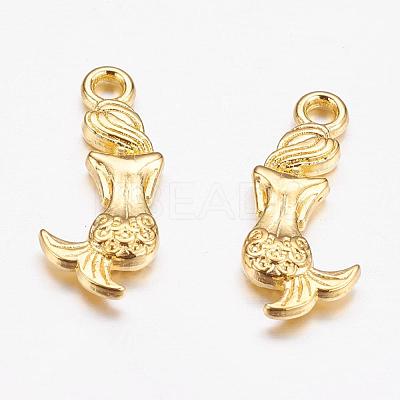 Tibetan Style Alloy Mermaid Pendants TIBEP-5402-G-FF-1