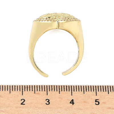 Heart Brass Micro Pave Cubic Zirconia Cuff Rings for Women RJEW-A069-08G-1
