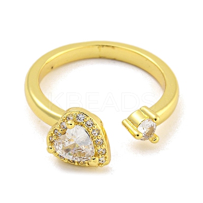 Rack Plating Brass Micro Pave Cubic Zirconia Cuff Rings for Women RJEW-G330-71G-1