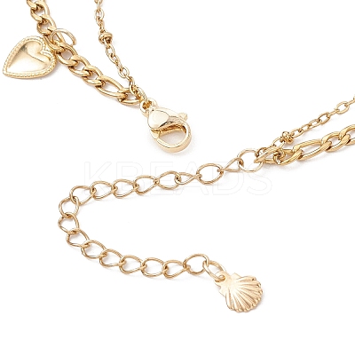 304 Stainless Steel Tassel Double Layer Anklets for Women AJEW-AN00704-03-1