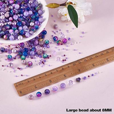 2 Bag Glass Round Beads Set JX547N-1