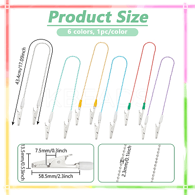 6Pcs 6 Colors Stainless Steel Dental Lab Bib Clip AJEW-BC0008-84-1