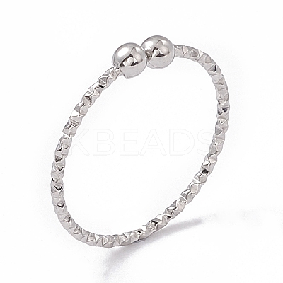 Non-Tarnish 304 Stainless Steel Round Ball Open Cuff Ring for Women RJEW-G275-01P-1
