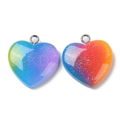 Rainbow Color Opaque Resin Pendants RESI-A025-04-1