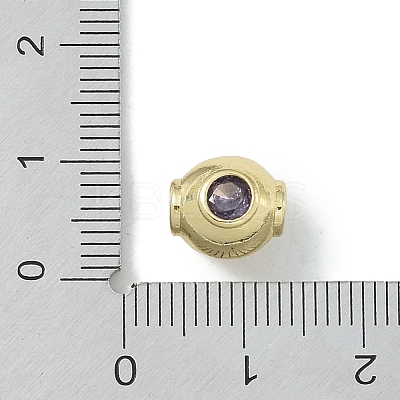 Rack Plating Brass Micro Pave Cubic Zirconia Beads KK-A220-24H-G-1