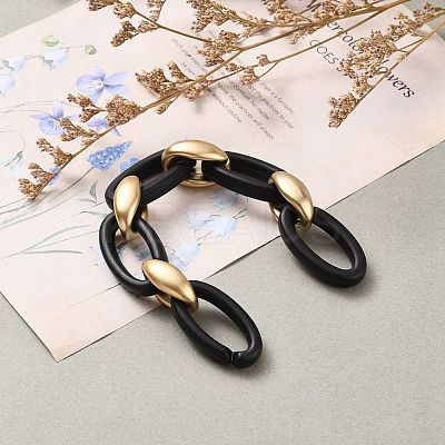 Handmade Opaque Spray Painted Acrylic Cable Chains AJEW-JB00804-1
