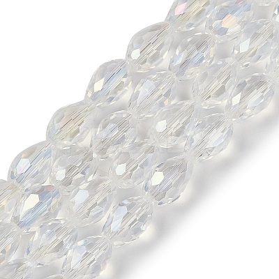 Transparent Electroplate Glass Beads Strands EGLA-N013-T8mm-B01-1