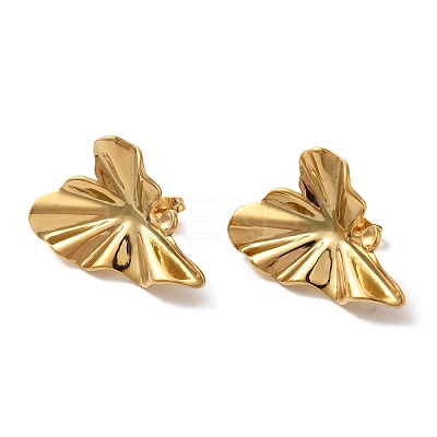 Ion Plating(IP) 304 Stainless Steel Heart Stud Earrings EJEW-C114-30G-1