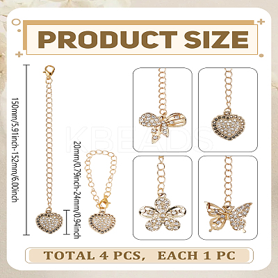 4Pcs Alloy Crystal Rhinestone Locking Stitch Markers AJEW-LP00019-1