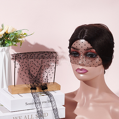 Polyester Lace Face Veil Mask AJEW-WH0518-72-1