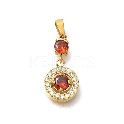 Ion Plating(IP) 304 Stainless Steel Micro Pave Cubic Zirconia Pendants STAS-H228-03G-03-1
