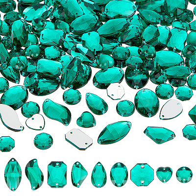 140Pcs 9 Style Teardrop/Octagon/Oval Sew on Rhinestone ACRT-PH0001-14B-1