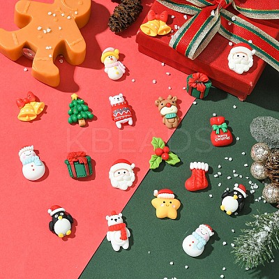 28Pcs 14 Styles DIY Christmas Theme Opaque Christmas Resin Cabochons FIND-YW0005-74-1