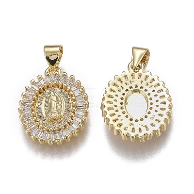 Brass Micro Pave Clear Cubic Zirconia Pendants ZIRC-A011-20G-1