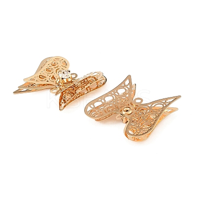 Brass Crystal Rhinestone Filigree Connector Charms RB-CBA890A-01G-1