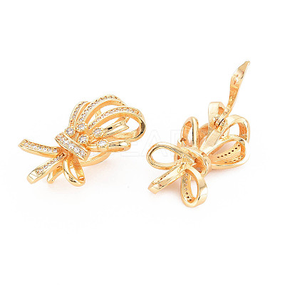 Rack Plating Brass Micro Pave Clear Cubic Zirconia Twister Clasps KK-N233-181-1