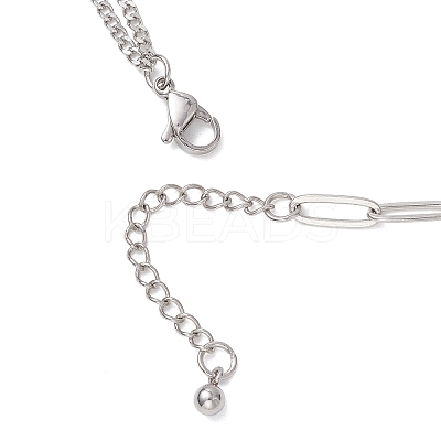 Modern Style 304 Stainless Steel Paperclip & Twisted Mixed Chain Necklaces NJEW-JN05853-1