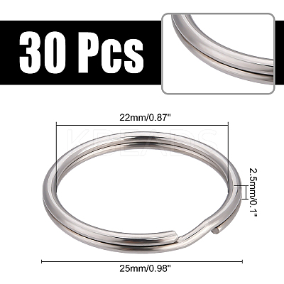 30Pcs 304 Stainless Steel Split Key Rings STAS-DC0004-48-1
