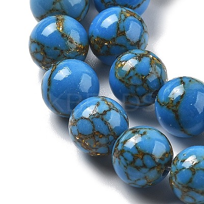 Synthetic Gold Line Turquoise Beads Strands G-A255-A03-01A-1