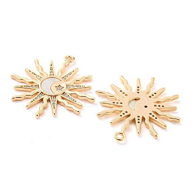 Brass Micro Pave Clear Cubic Zirconia Pendants KK-Q806-02G-1