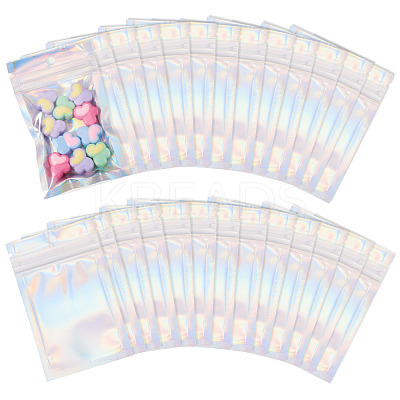 60Pcs Rectangle Zip Top Plastic Glitter Holographic Bags OPP-TA0001-23-1