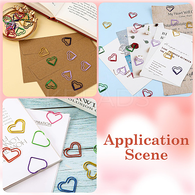 100Pcs 6 Colors Heart Shape Iron Paper Clips TOOL-WH20002-03B-1