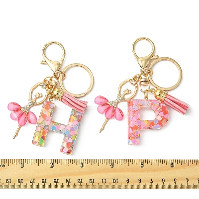 Letter A~Z Transparent Glitter Resin Pendant Keychains KEYC-FZ00024-12-1