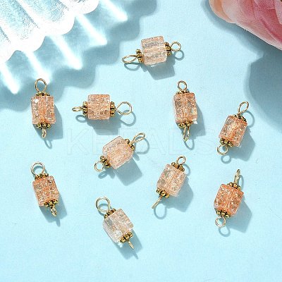10Pcs Transparent Crackled Glass Cube Connector Charms PALLOY-JF03942-1