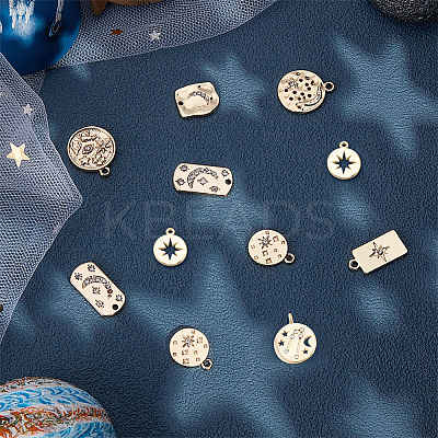 16Pcs 8 Styles Alloy Pendants PALLOY-SC0003-77G-1