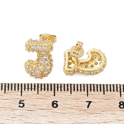 Brass Micro Pave Cubic Zirconia Stud Earrings EJEW-Z091-04G-J-1